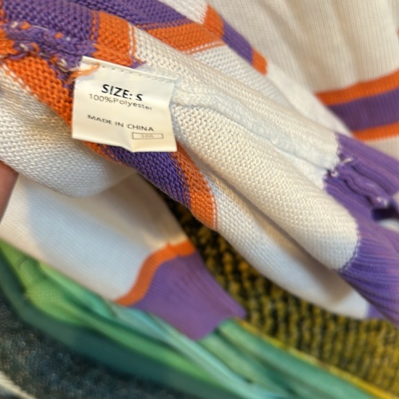 Unbranded white/purple/orange striped long sleeve open front cardigan size S - Picture 3 of 3